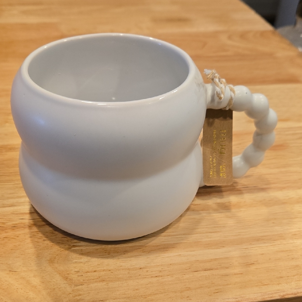 Source Unknown White Mug with Beaded Handle